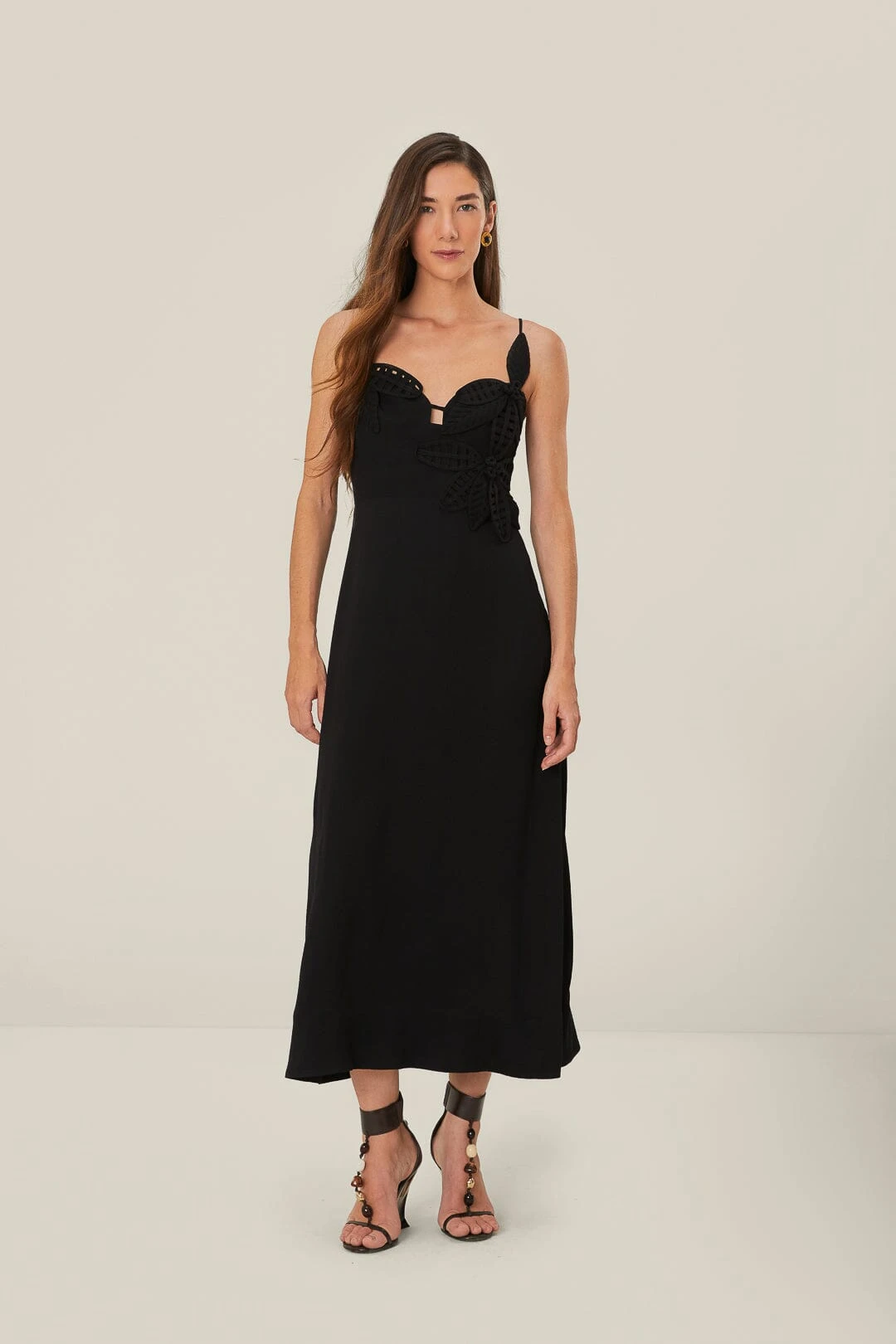 Black Flowered Bust Midi Dress 1 Black Flowered Bust Midi Dress