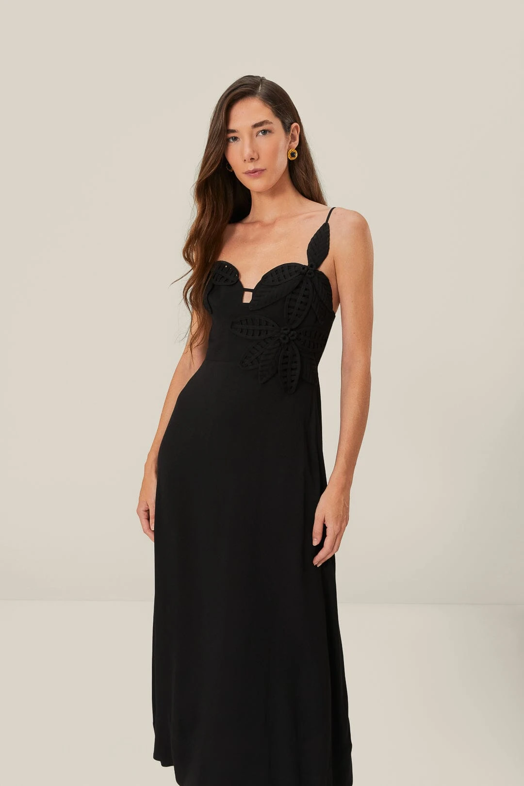 Black Flowered Bust Midi Dress 3 Black Flowered Bust Midi Dress - Image 3