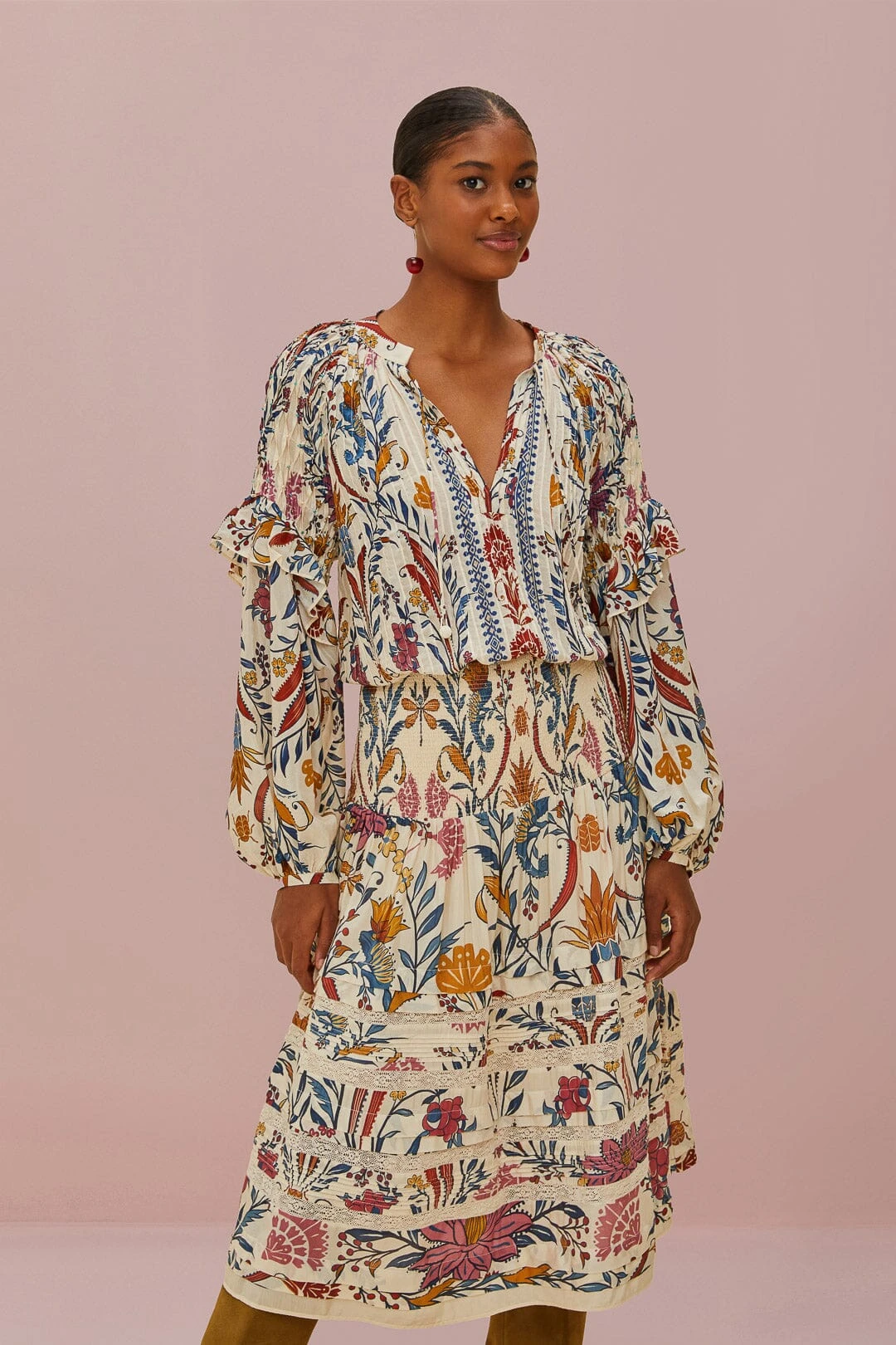 Cream Romantic Lightness Midi Skirt 2 Cream Romantic Lightness Midi Skirt - Image 2