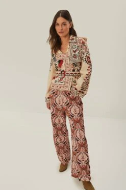 Brown Pineapple Jewelry Pants -Farm Rio 329097 03