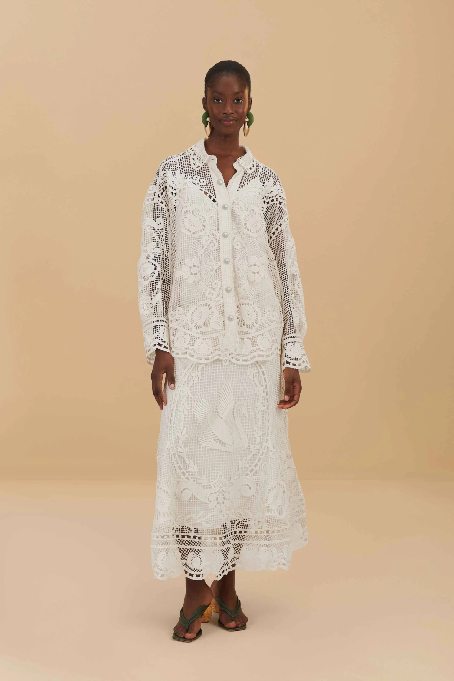 Off-White Swan Lake Guipure Midi Skirt 2 Off-White Swan Lake Guipure Midi Skirt - Image 2