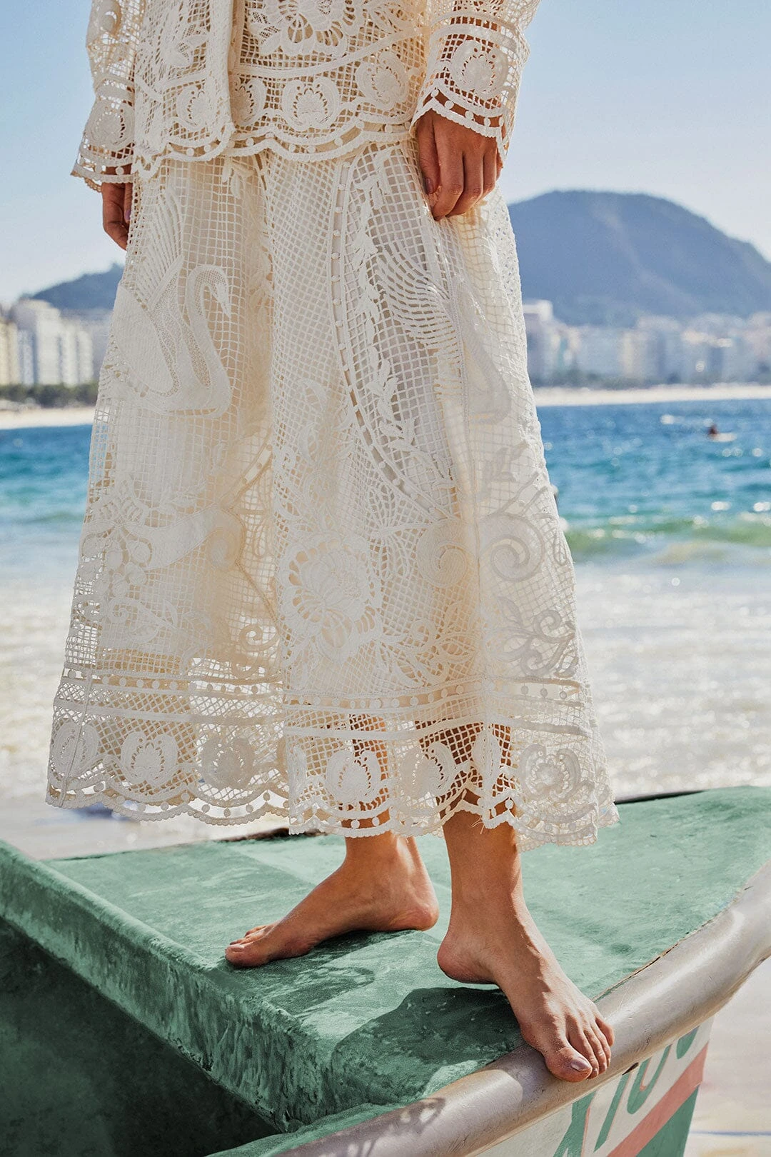 Off-White Swan Lake Guipure Midi Skirt 3 Off-White Swan Lake Guipure Midi Skirt - Image 3