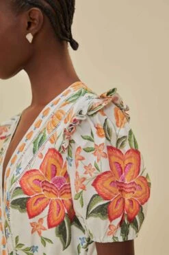 Off-White Bloom Garden LENZING™ ECOVERO™ Euroflax™ Romper 8 Off-White Bloom Garden LENZING™ ECOVERO™ Euroflax™ Romper -Farm Rio 331187 03