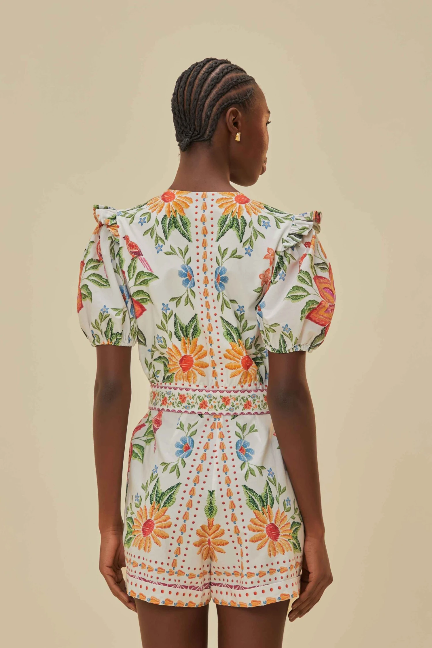 Off-White Bloom Garden LENZING™ ECOVERO™ Euroflax™ Romper 4 Off-White Bloom Garden LENZING™ ECOVERO™ Euroflax™ Romper - Image 4