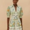 Off-White Folk Floral Short Sleeve Mini Dress