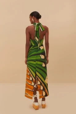 Green Toucan Tree LENZING™ ECOVERO™ Euroflax™ Maxi Dress -Farm Rio 331968 04