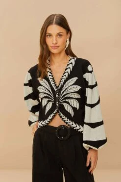 Black Palms Graphic Cardigan