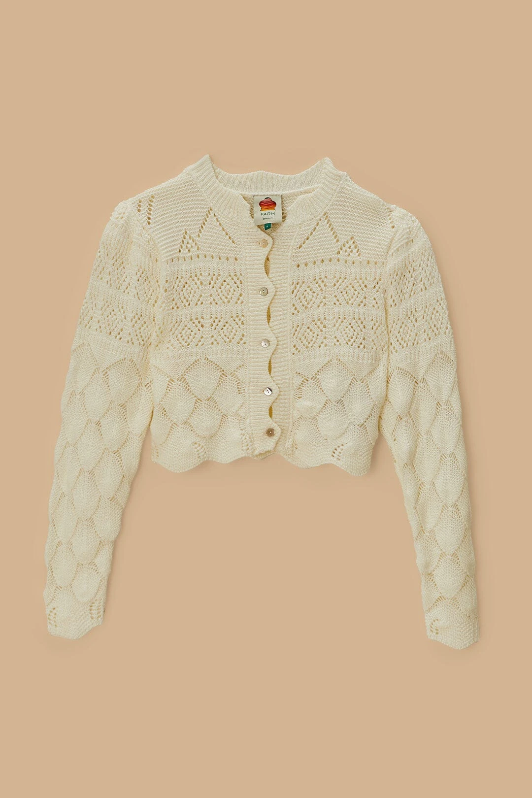 Off-White Mixed Lace Stitch Cardigan 4 Off-White Mixed Lace Stitch Cardigan - Image 4