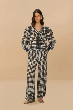 Blue & White Crochet Pants