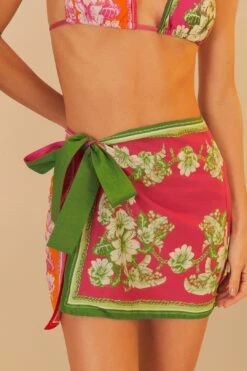 Mixed Scarves Floral Elegance Mini Skirt 9 Mixed Scarves Floral Elegance Mini Skirt -Farm Rio 332446 05