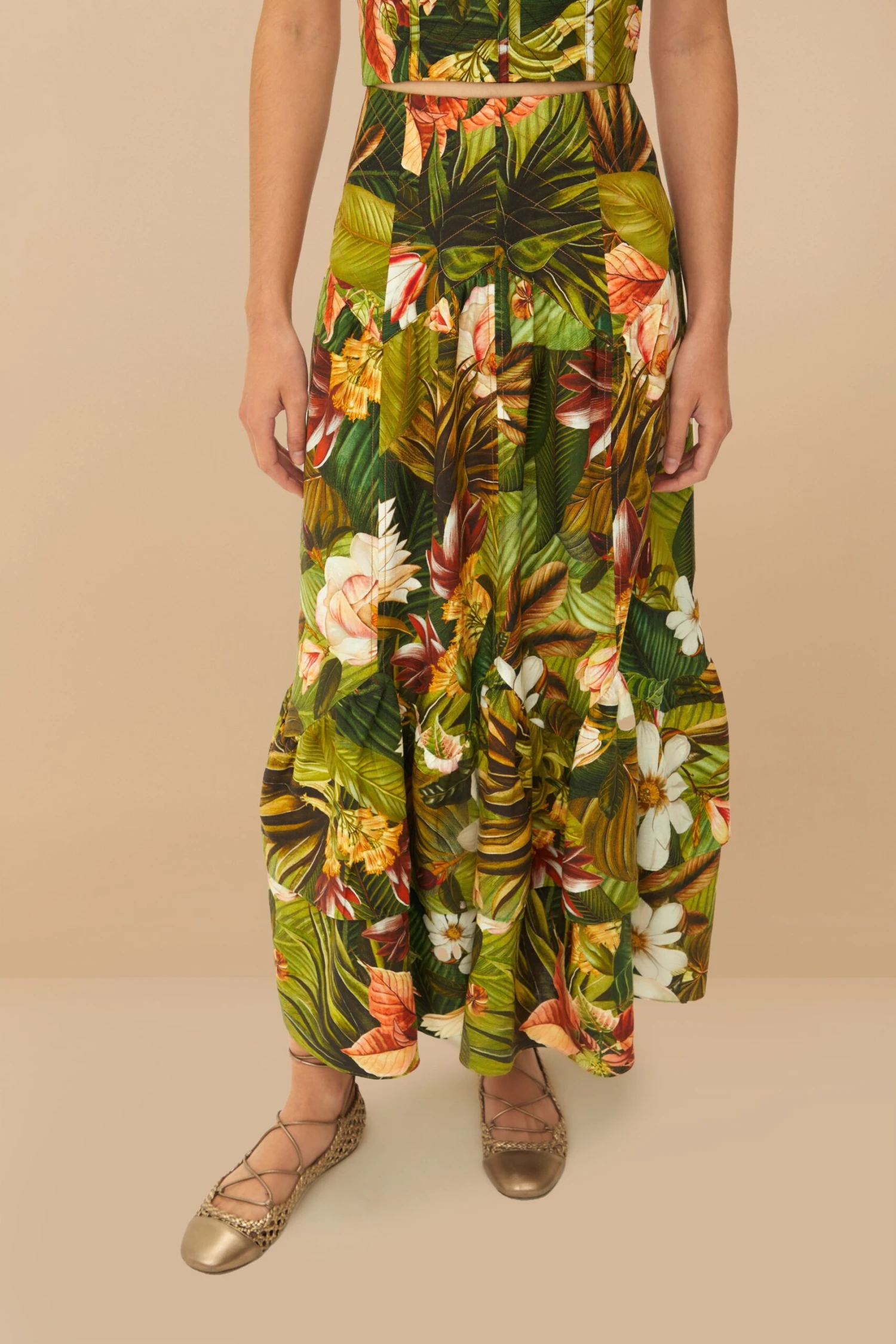 Multicolor Botanical Forest LENZING™ ECOVERO™ Euroflax™ Midi Skirt 2 Multicolor Botanical Forest LENZING™ ECOVERO™ Euroflax™ Midi Skirt - Image 2