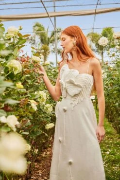 Off-White Garden LENZING™ ECOVERO™ Euroflax™ Midi Dress -Farm Rio 332746 03