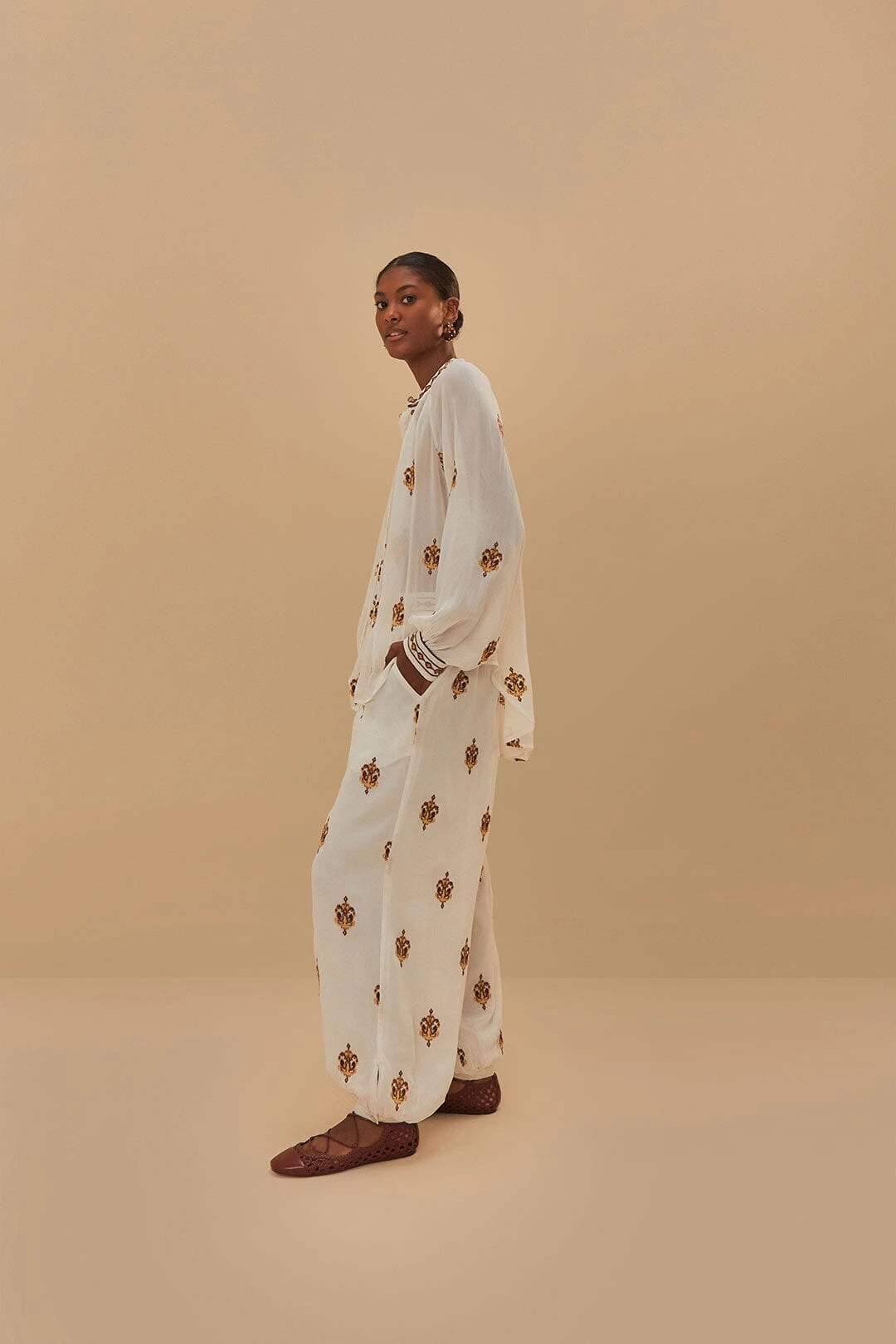 Off-White Anchor Tapestry Embroidered Pants 3 Off-White Anchor Tapestry Embroidered Pants - Image 3