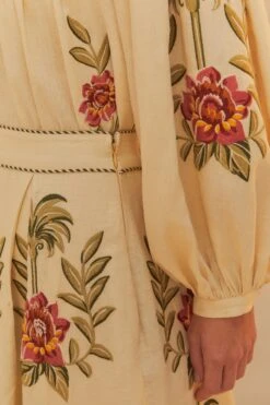 Sand Tropical Flower Embroidered LENZING™ ECOVERO™ Euroflax™ Maxi Skirt 11 Sand Tropical Flower Embroidered LENZING™ ECOVERO™ Euroflax™ Maxi Skirt -Farm Rio 332942 06