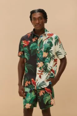 Black Midnight Macaw Fiesta LENZING™ ECOVERO™ Euroflax™ Shorts