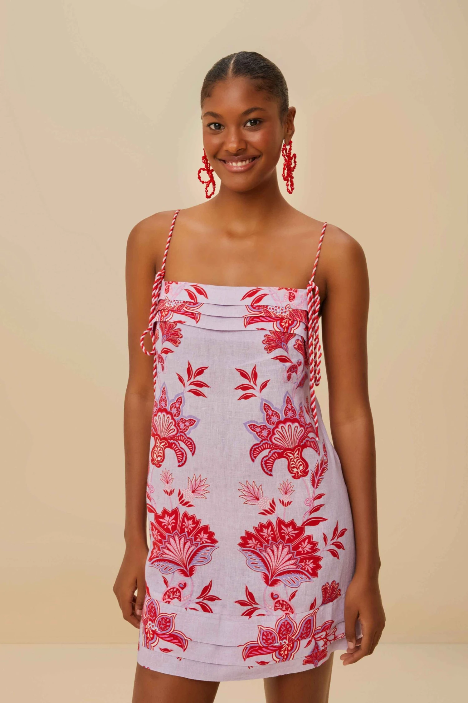 Lilac Porcelain Garden Euroflax™ Premium Linen Mini Dress 2 Lilac Porcelain Garden Euroflax™ Premium Linen Mini Dress - Image 2