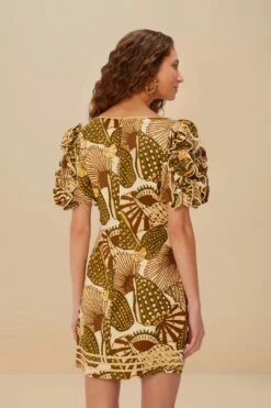 Sand Shell Mix LENZING™ ECOVERO™ Viscose Mini Dress -Farm Rio 335819 03