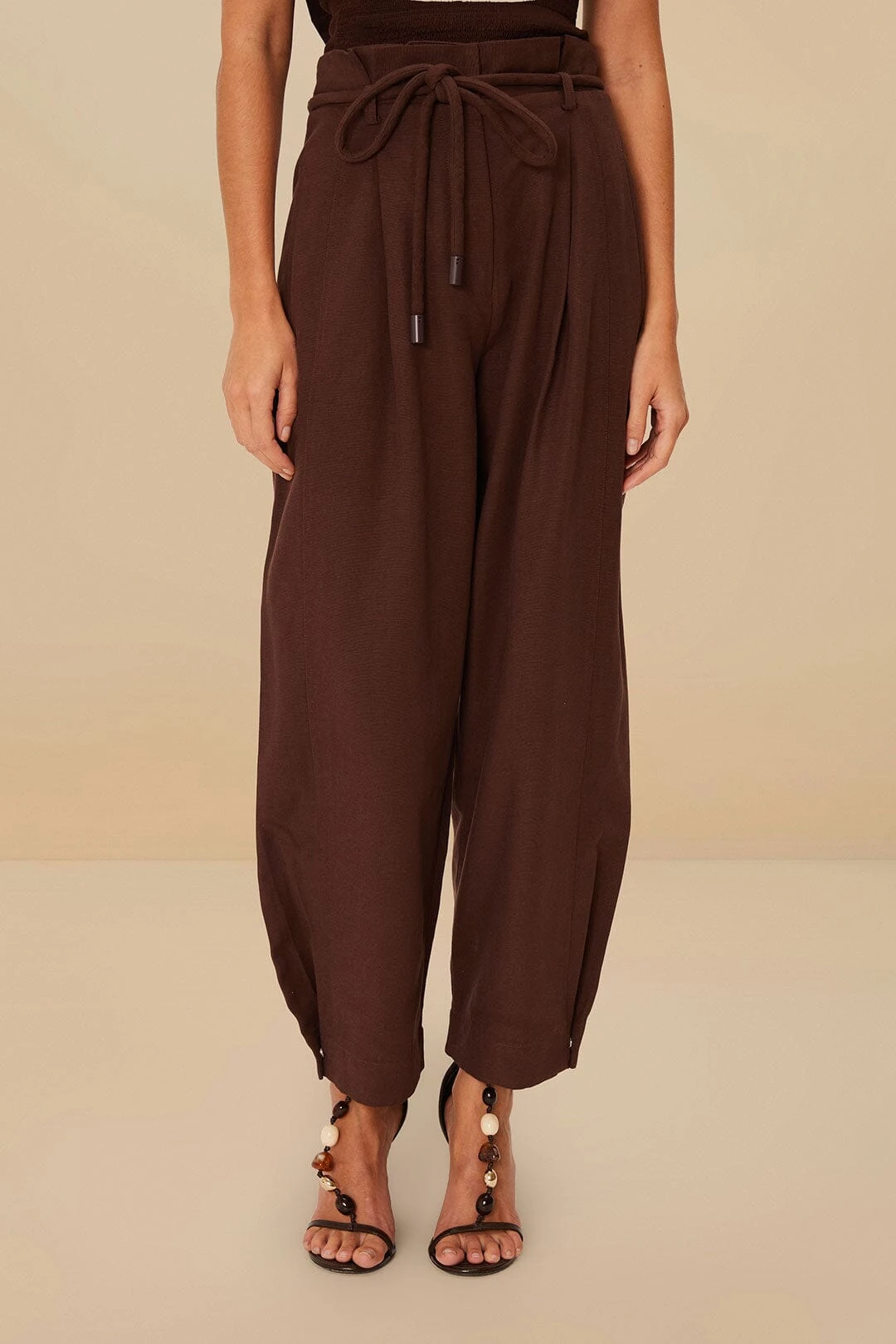 Coffee Topstitched Clochard Pants 2 Coffee Topstitched Clochard Pants - Image 2