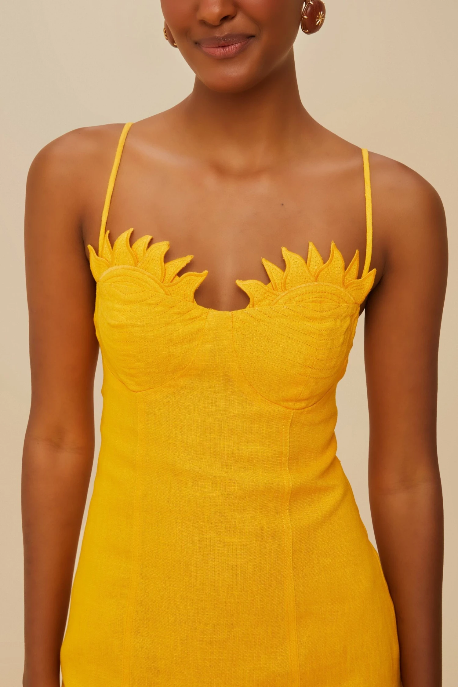 Yellow Sunrise Cup Euroflax™ Premium Linen Mini Dress 2 Yellow Sunrise Cup Euroflax™ Premium Linen Mini Dress - Image 2