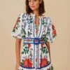 Off-White Flower Tapestry Mini Dress