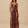 Multicolor Pipa Stripes Midi Dress