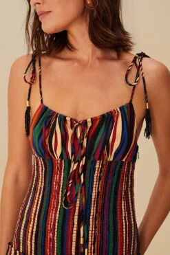 Multicolor Pipa Stripes Midi Dress -Farm Rio 336225 03 90fdb125 c3c4 4711 b489 2771b1224ae2