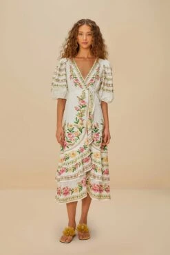 Off-White Palm Dream Wrap Midi Dress