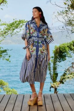 Blue Fresh Table Scarf Organic Cotton Midi Dress