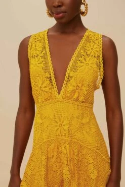 Landscape Guipure Mustard Yellow Midi Dress 5 Landscape Guipure Mustard Yellow Midi Dress -Farm Rio 336294 02