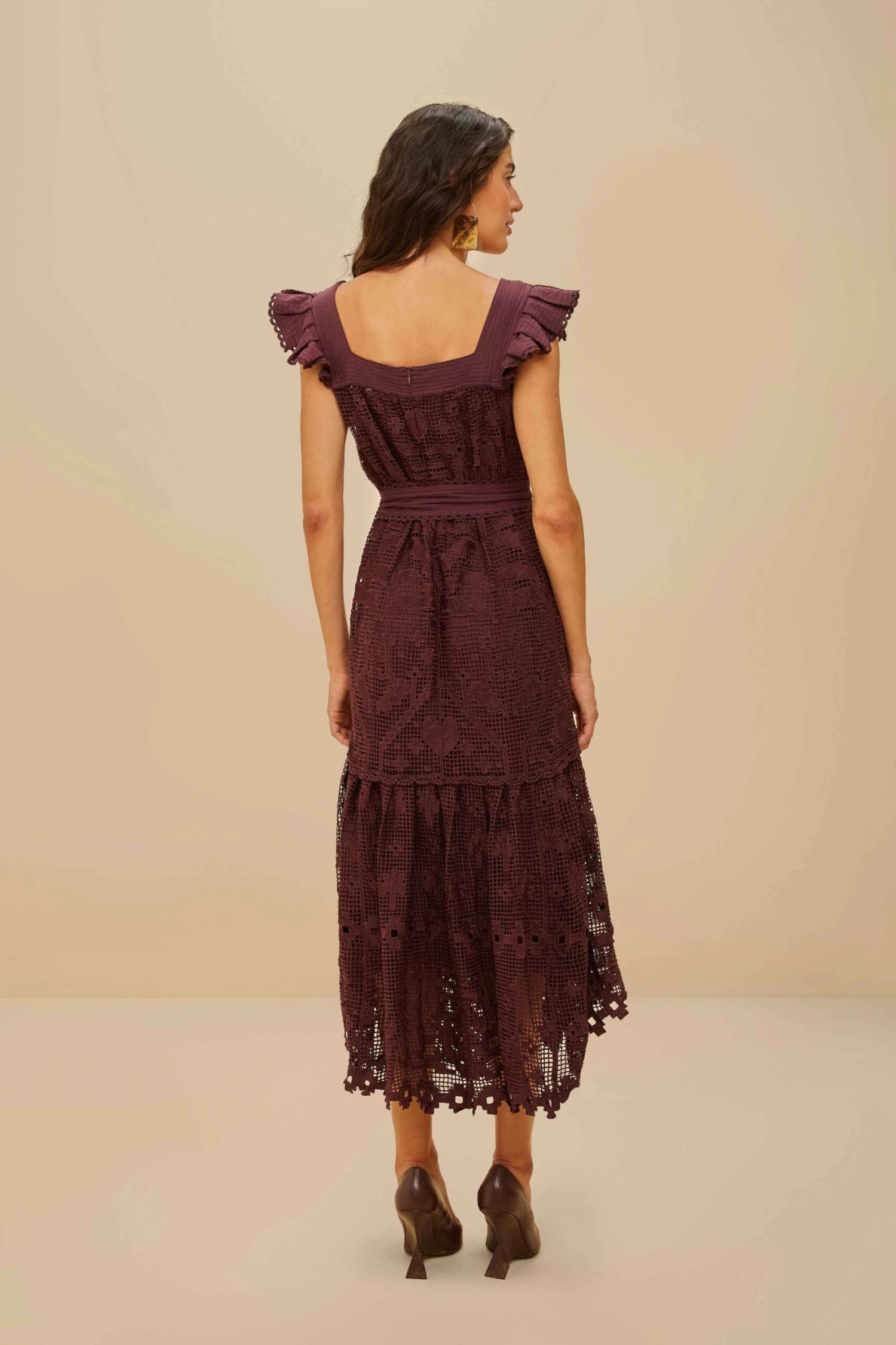 Brown Pineapple Guipure Midi Dress 4 Brown Pineapple Guipure Midi Dress - Image 4