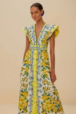 Off-White Sicily Scarf Organic Cotton Maxi Dress -Farm Rio 336323 03