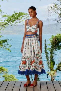 Off-White Flower Tapestry LENZING™ ECOVERO™ Euroflax™ Midi Skirt