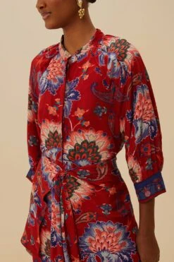 Luang Red Scarves Blue Maxi Dress -Farm Rio 336525 03