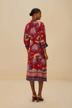 Luang Red Scarves Blue Maxi Dress -Farm Rio 336525 04