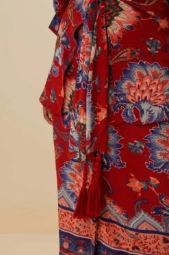 Luang Red Scarves Blue Maxi Dress -Farm Rio 336525 05