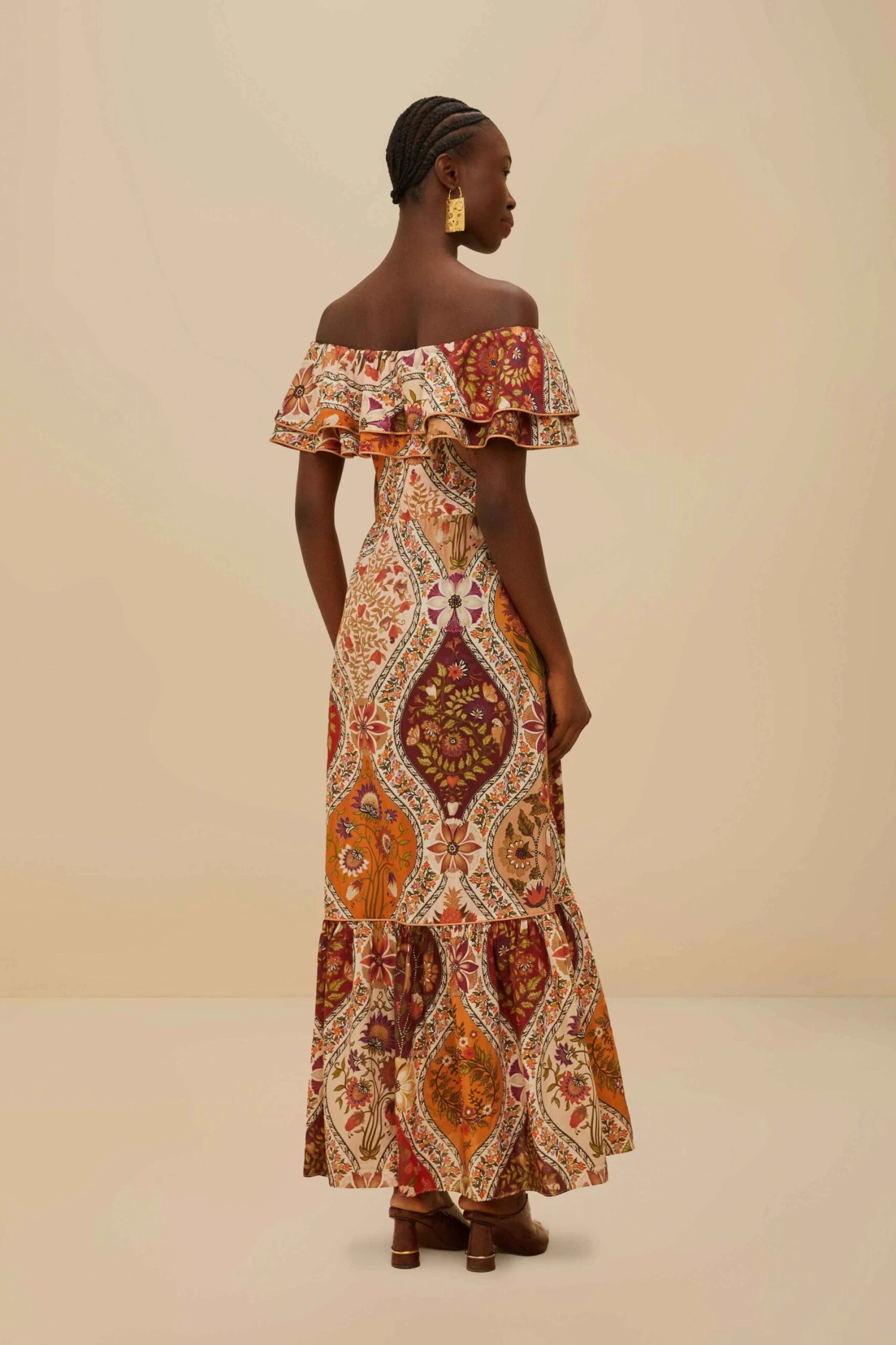 Multicolor Romantic Nature Off-Shoulder Maxi Dress 4 Multicolor Romantic Nature Off-Shoulder Maxi Dress - Image 4