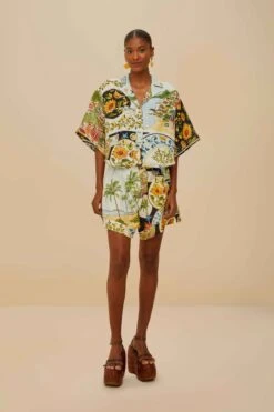 Multicolor Latin Trip Scarves Euroflax™ Premium Linen Shorts