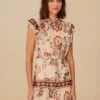 Sand Aura Floral Mini Dress