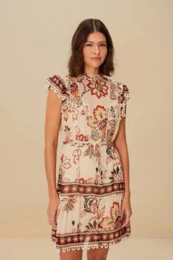 Sand Aura Floral Mini Dress