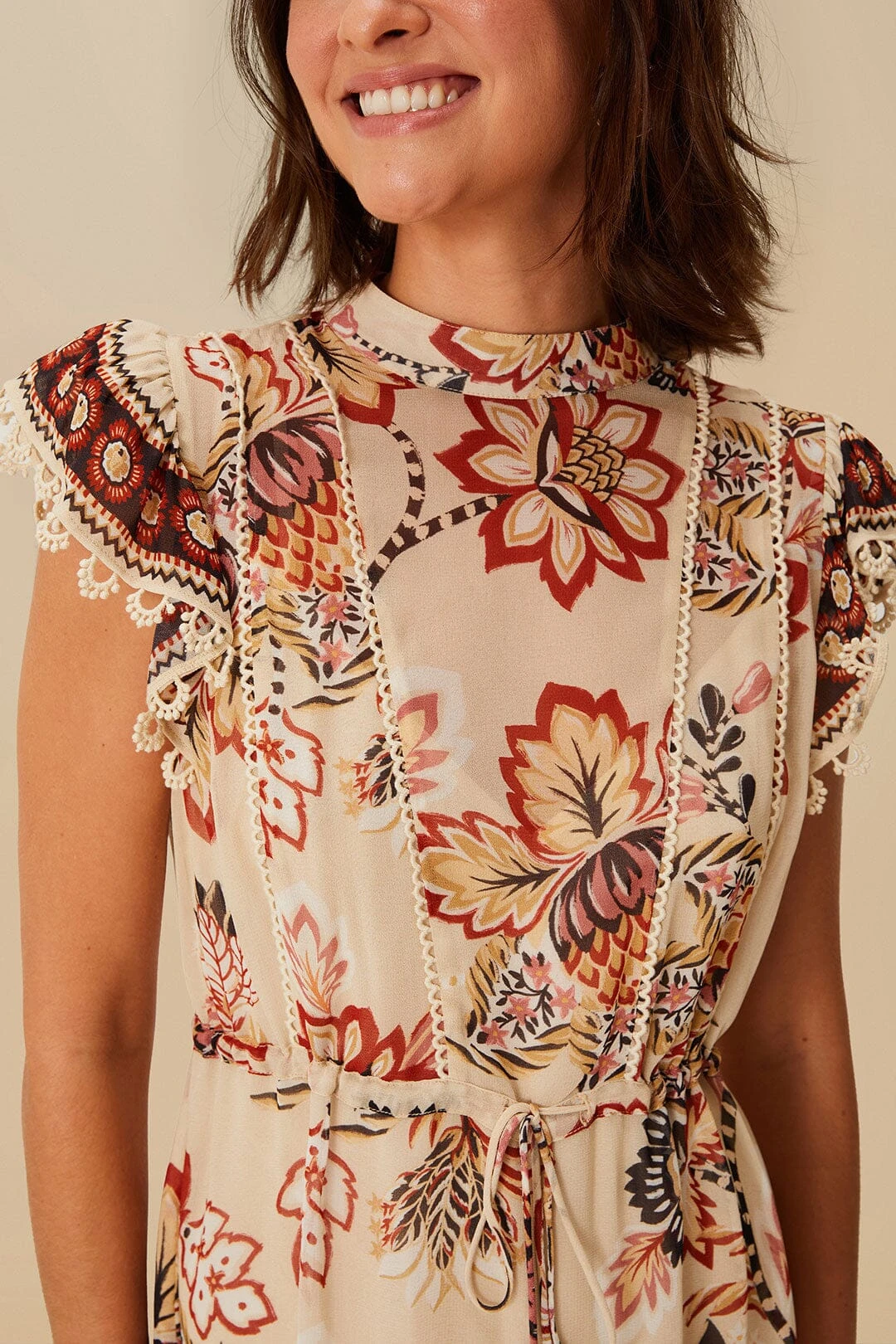 Sand Aura Floral Mini Dress 2 Sand Aura Floral Mini Dress - Image 2