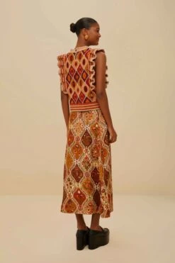 Multicolor Romantic Nature LENZING™ ECOVERO™ Viscose Midi Skirt 5 Multicolor Romantic Nature LENZING™ ECOVERO™ Viscose Midi Skirt -Farm Rio 336544 04