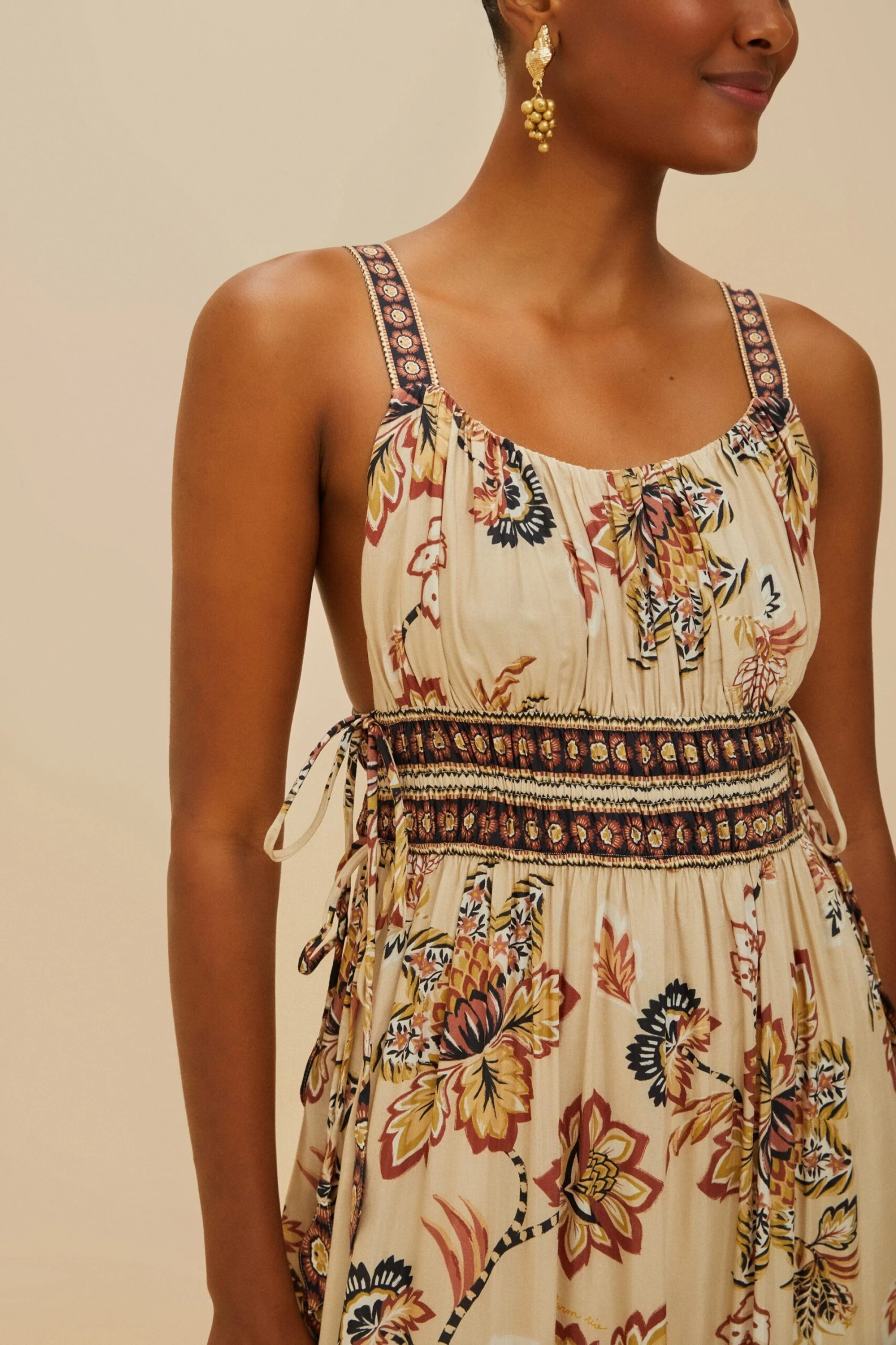 Sand Aura Floral Sleeveless Midi Dress 4 Sand Aura Floral Sleeveless Midi Dress - Image 4