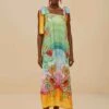 Multicolor Aura Floral Embroidered Euroflax™ Premium Linen Maxi Dress