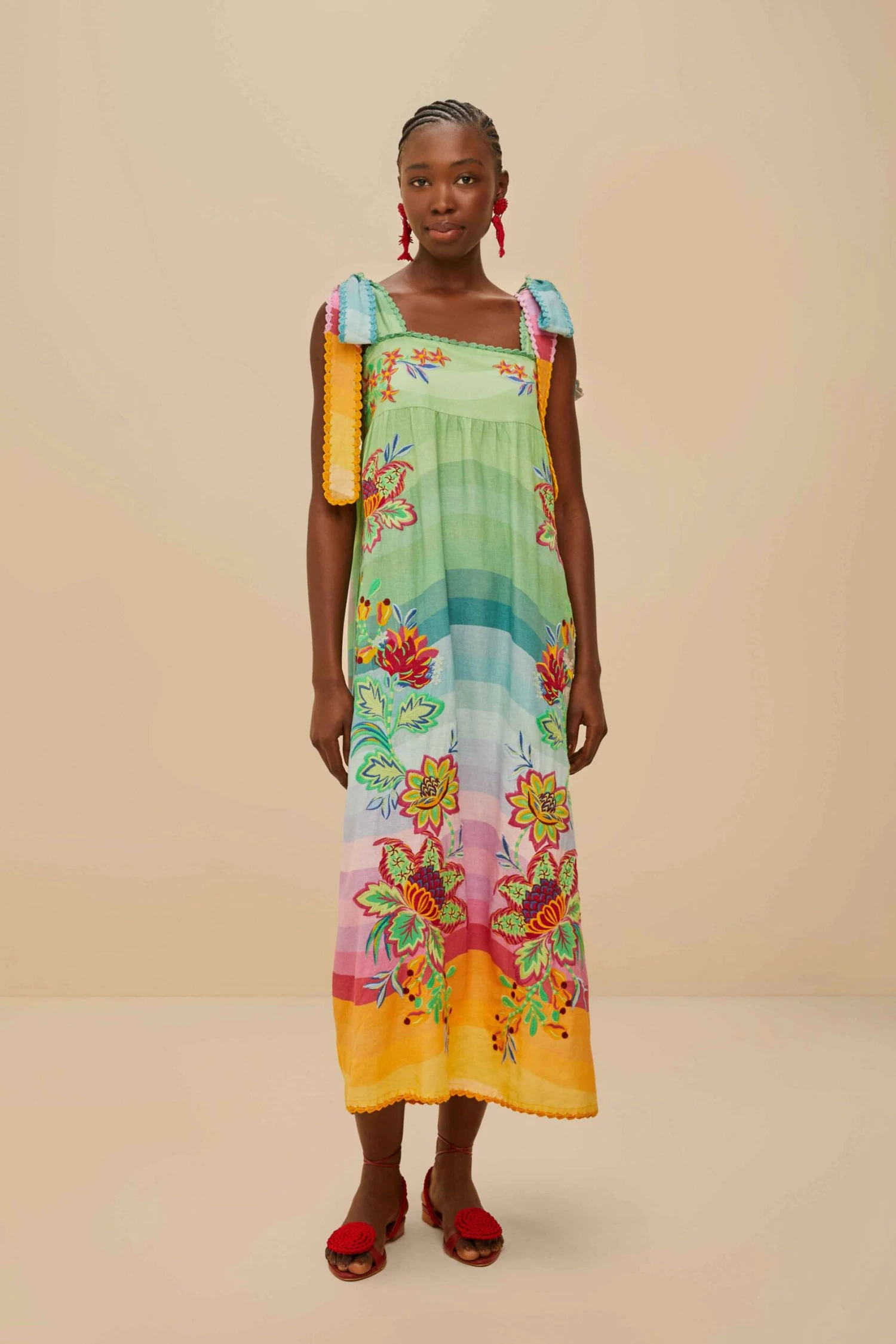 Multicolor Aura Floral Embroidered Euroflax™ Premium Linen Maxi Dress 1 Multicolor Aura Floral Embroidered Euroflax™ Premium Linen Maxi Dress