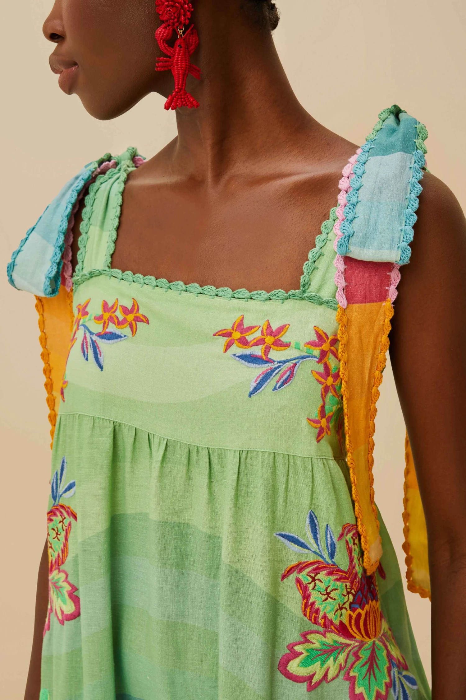 Multicolor Aura Floral Embroidered Euroflax™ Premium Linen Maxi Dress 3 Multicolor Aura Floral Embroidered Euroflax™ Premium Linen Maxi Dress - Image 3