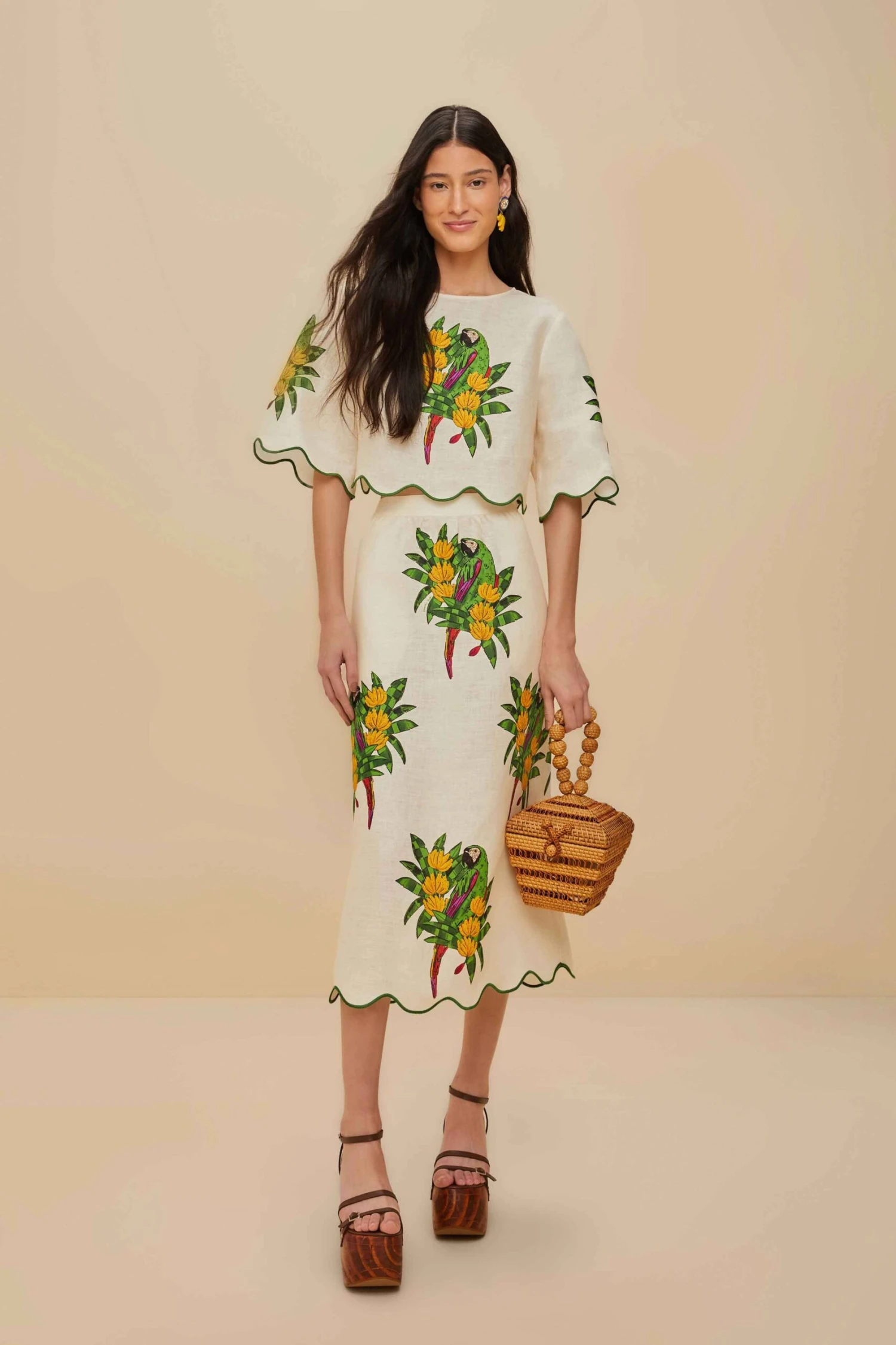 Off-White Maracana Bird Euroflax™ Premium Linen Midi Skirt 1 Off-White Maracana Bird Euroflax™ Premium Linen Midi Skirt