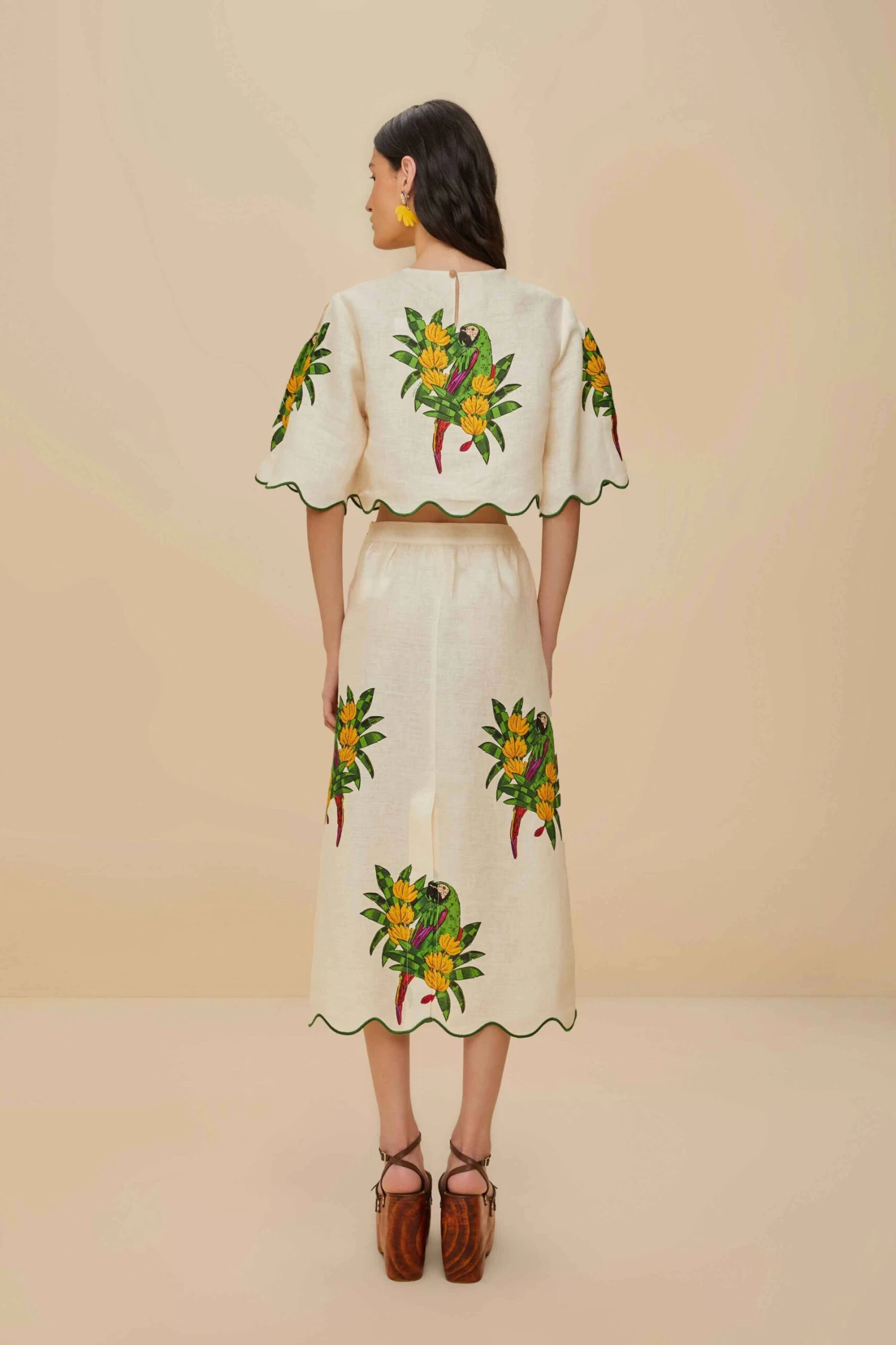 Off-White Maracana Bird Euroflax™ Premium Linen Midi Skirt 3 Off-White Maracana Bird Euroflax™ Premium Linen Midi Skirt - Image 3