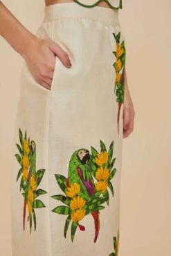 Off-White Maracana Bird Euroflax™ Premium Linen Midi Skirt 7 Off-White Maracana Bird Euroflax™ Premium Linen Midi Skirt -Farm Rio 336571 04