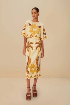 Sand Summer Cutwork Euroflax™ Premium Linen Skirt