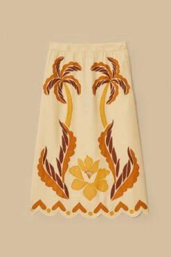 Sand Summer Cutwork Euroflax™ Premium Linen Skirt -Farm Rio 336589 04 69d6dec5 6a97 409a 8fae d107fa06c57e